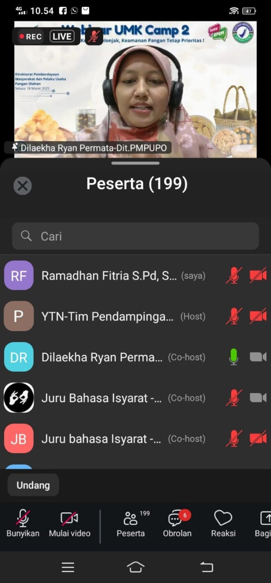 Menjadi Bagian Dari Webinar Camp Seri 2, Ketua Umum  Yayasan Pendidikan Cendeki Muslim Turut Dalam Mengikuti Webinar Dengan Tema Yang Di Usung "Keamanan Pangan untuk Pangan Olahan Terkemas".